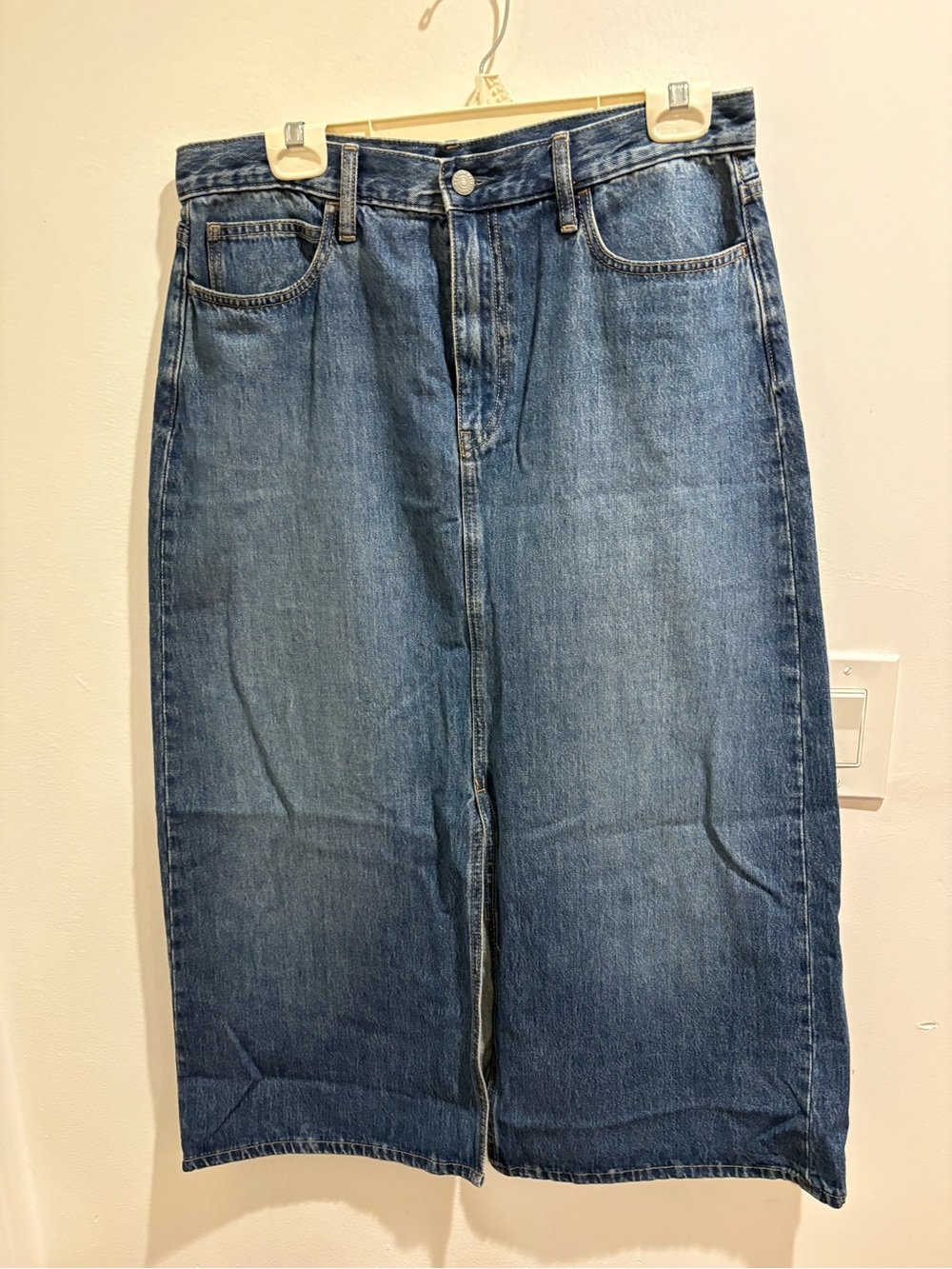 Uniqlo Classic long denim skirt, size 10